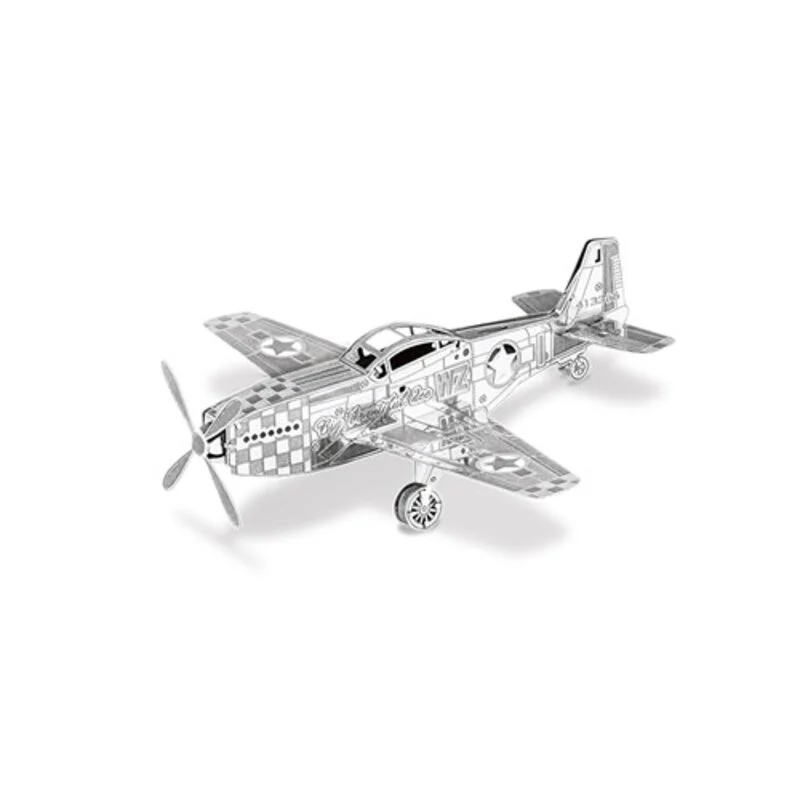 Metal Earth Maquette Avion Aviation: MUSTANG P-51 8.92x9.41x2.97cm 1 Metal Earth Maquette Avion Aviation: MUSTANG P-51 8.92x9.41x2.97cm