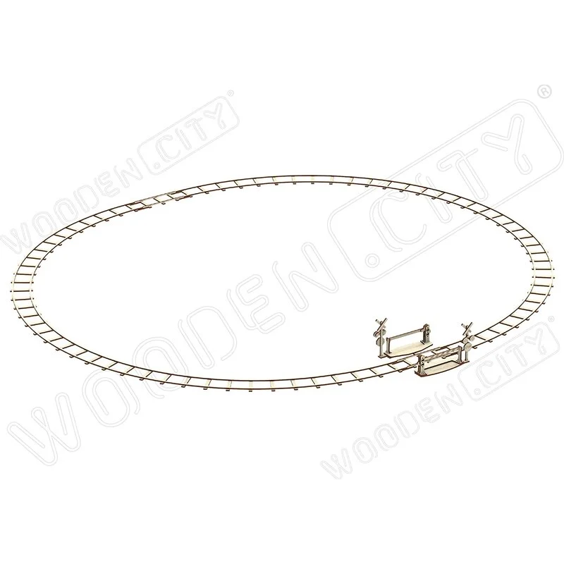 WOODEN CITY Maquette Rails Ronds + Croisement 1 WOODEN CITY Maquette Rails Ronds + Croisement